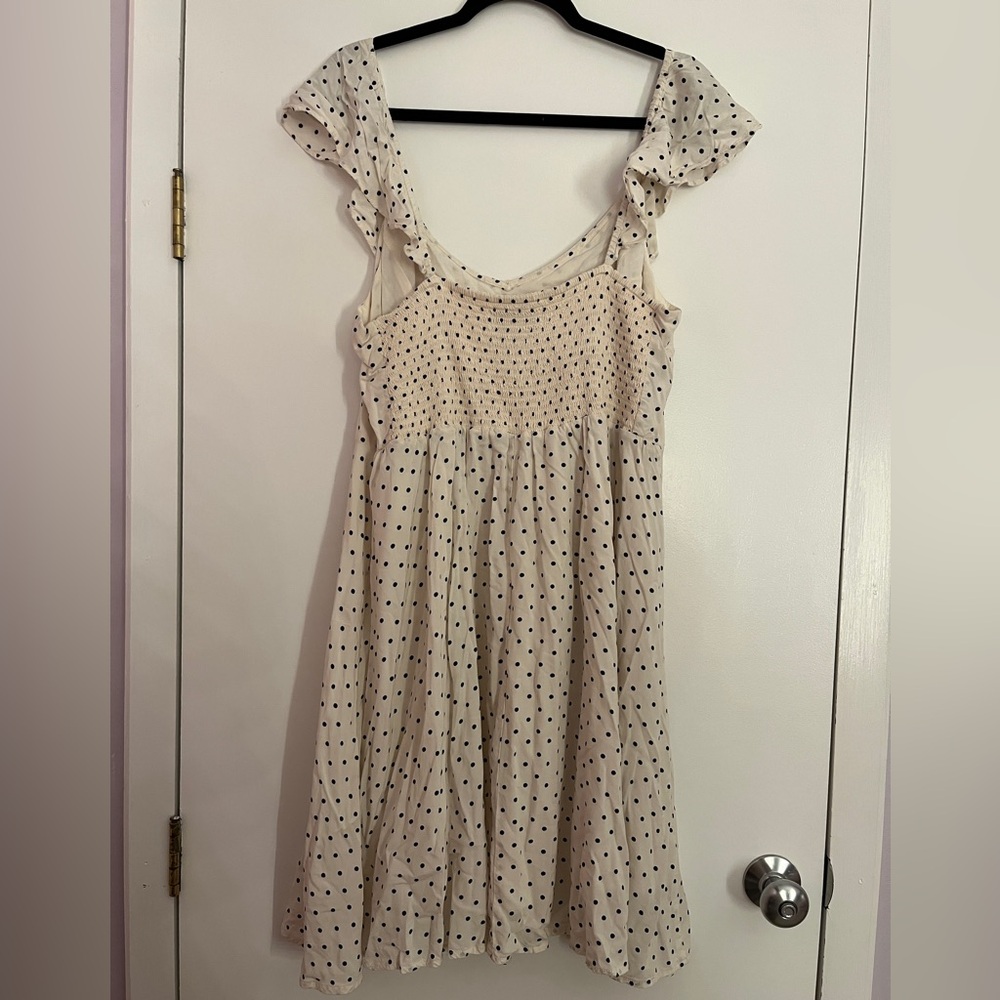 Old Navy Cream Mini Dress with Black Polka Dots - Picture 3 of 4